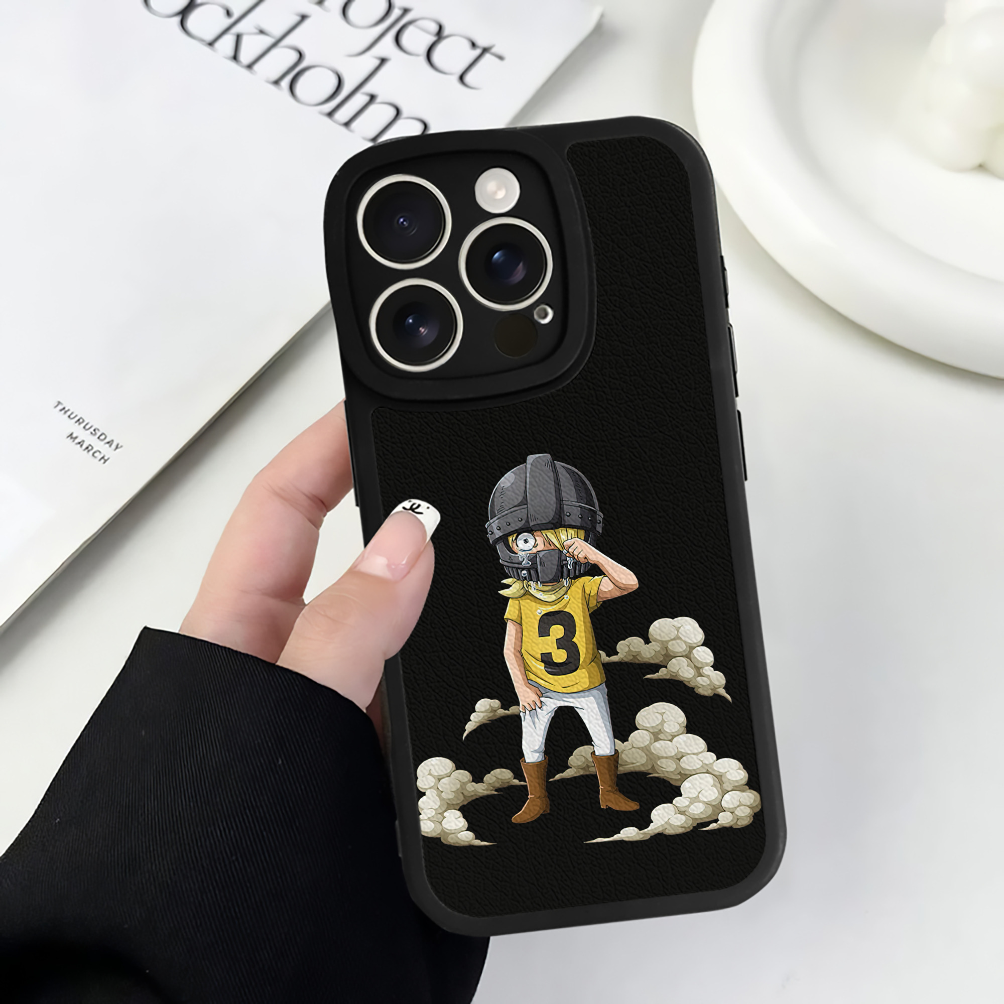 （画像用） ワンピース サンジ ONE PIECE Sanji 【iPhone 16シリーズ対応】シリコンスマホケース（レザー調） 材質：シリコン